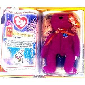 Ty Beanie Baby BEAR Millennium-mispelled Millenium DOB January 1st, 1999 NIB